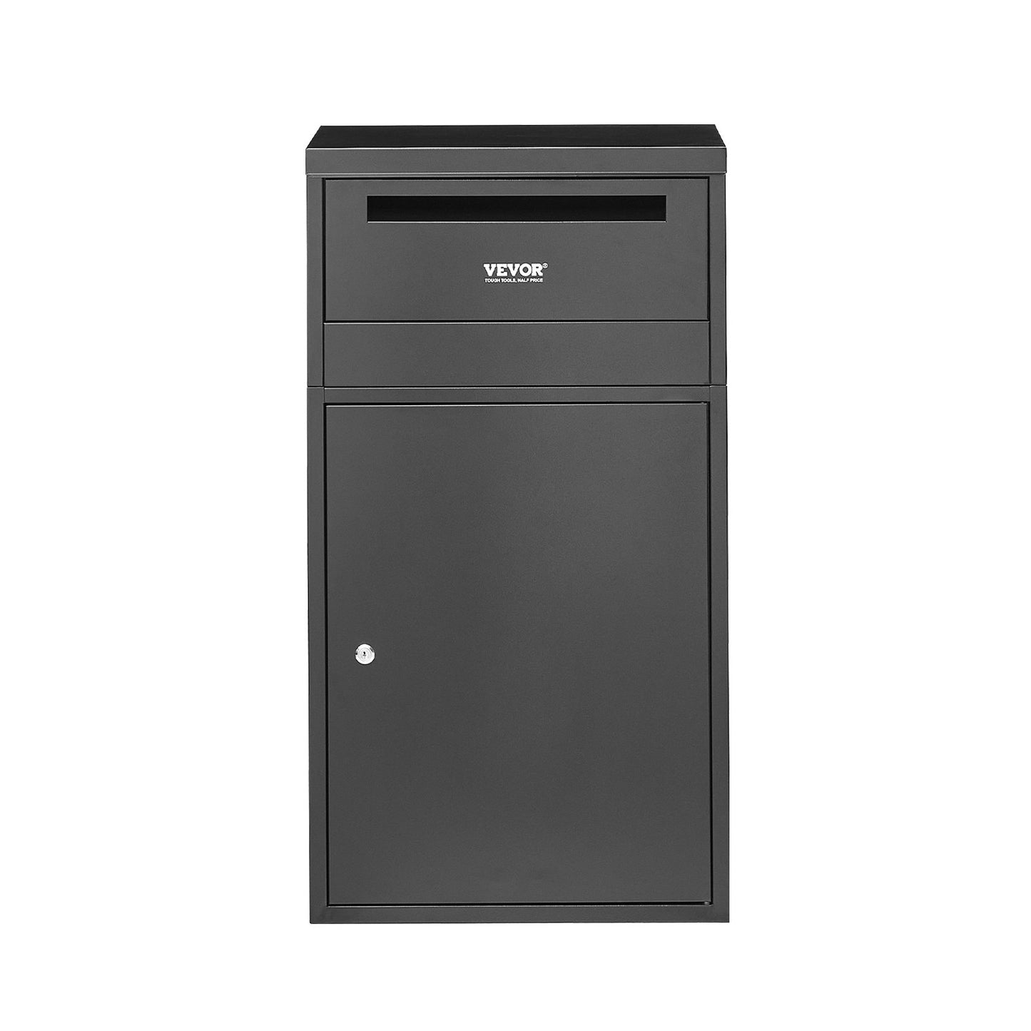 Paketleveranslådor för utomhusbruk, 35,8 tums brevlåda för paket med lås, paketlåda i galvaniserat stål med stöldskydd, väderbeständig paketbrevlåda för hem och kontor, svart