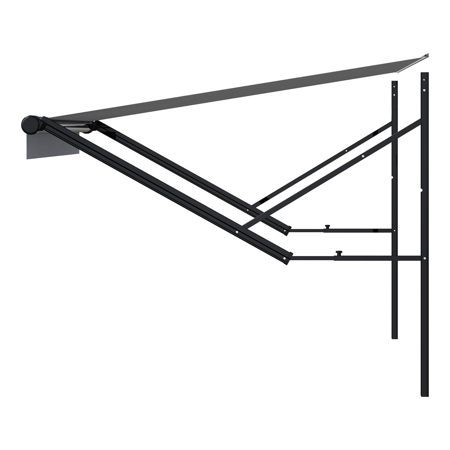 Komplett motoriserad husbilsmarkis, 14' infällbar markis med aluminiumram, markis för utomhussläpvagn, passar de flesta husbilar (svart toning)