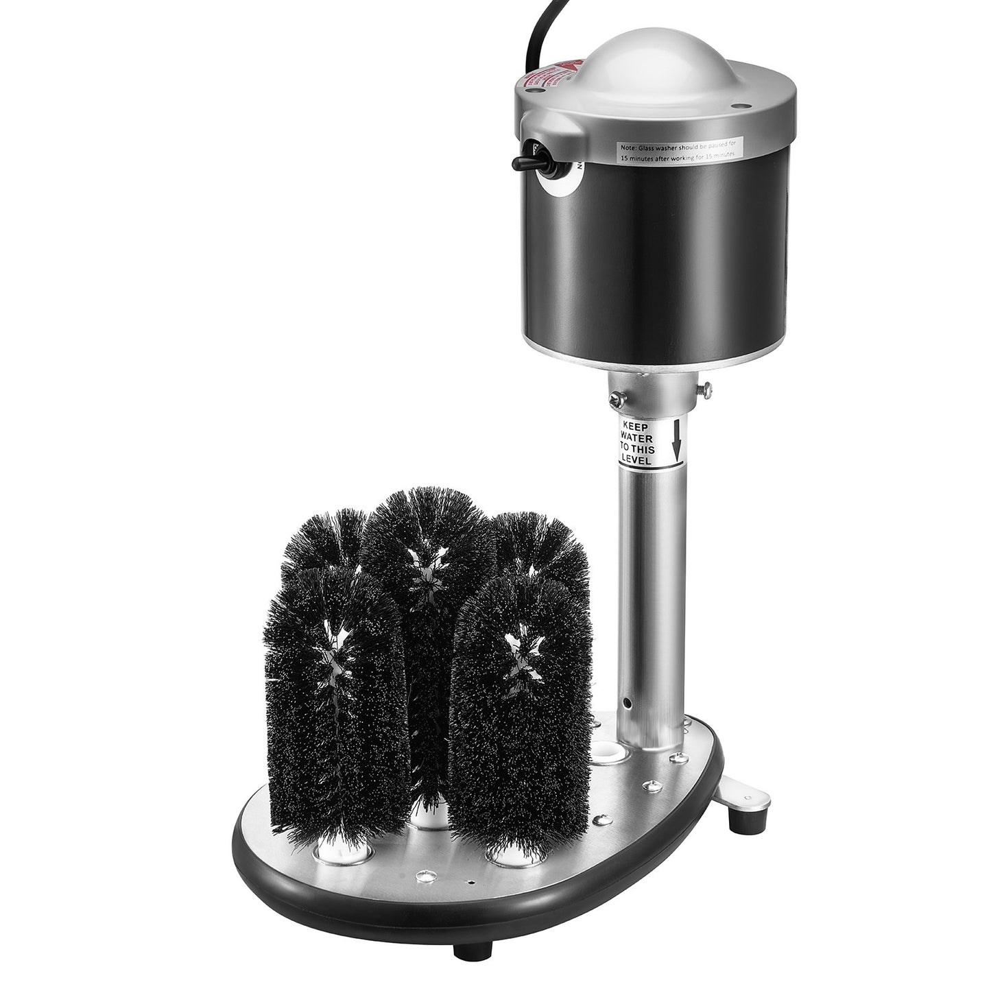 Elektrisk kommersiell glastvättmaskin, barglasrengöring med 5 borstar, vinglasrengöringsmaskin för 600 koppar/timme, barglastvättmaskin för champagneglas, ölmuggar, muggar, perfekt för barer och kaféer