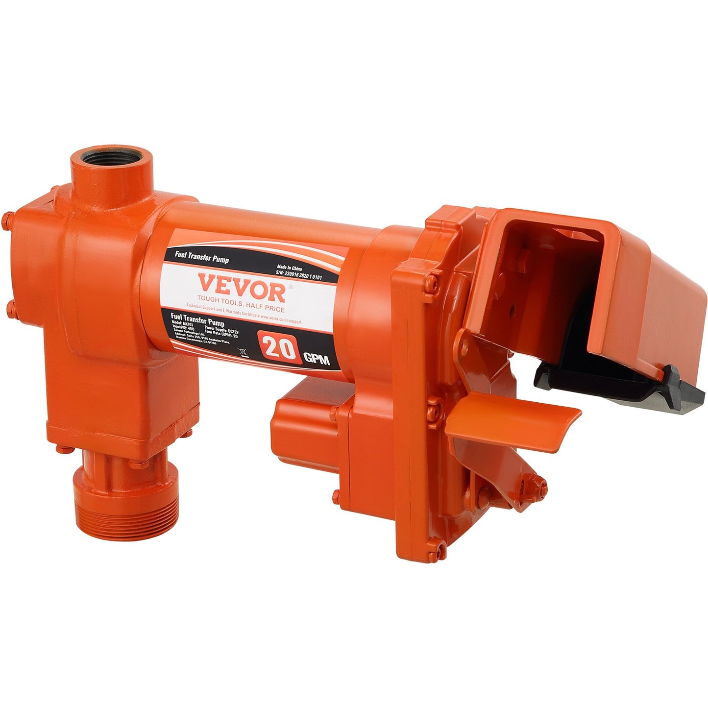 Bränsleöverföringspump, 12V DC 20 GPM 1/4 hk, högflödes gjutjärnsbensinutsugspump med bränsleuppsamlingsboxdesign för bensin, diesel, fotogen, etanol- och metanolblandningar samt biodiesel