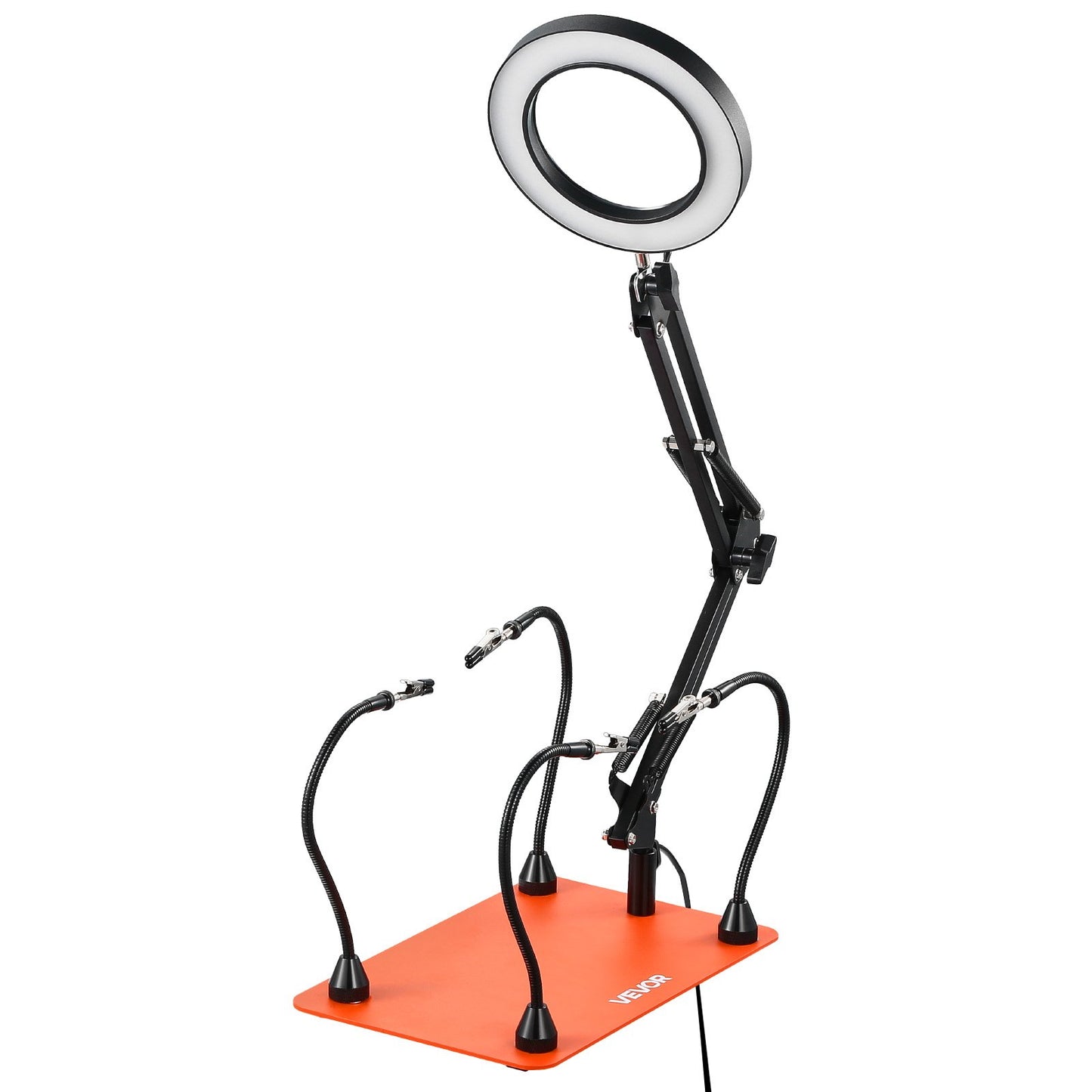 Magnetisk lödstation med hjälpande händer, 4 flexibla armar för tredje hand med 3X LED-förstoringslampa och halkfri, kraftig bas, lödstation med hjälpande händer för elektronikreparation, hantverk, hobby, DIY