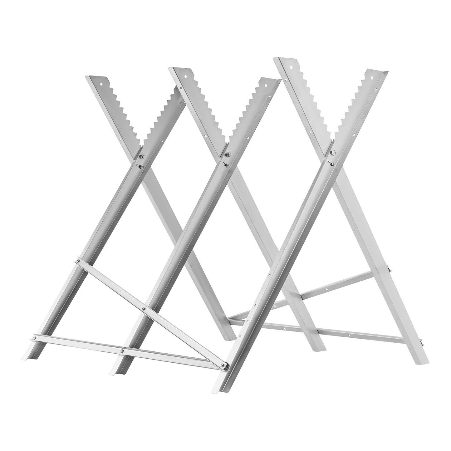 Sågbock, hopfällbar arbetsbock med kapacitet på 149,7 kg och kraftiga ben, sågbockar i helmetall med högkvalitativ stålram, rak och tandad struktur, för träbearbetning, snickare och entreprenörer