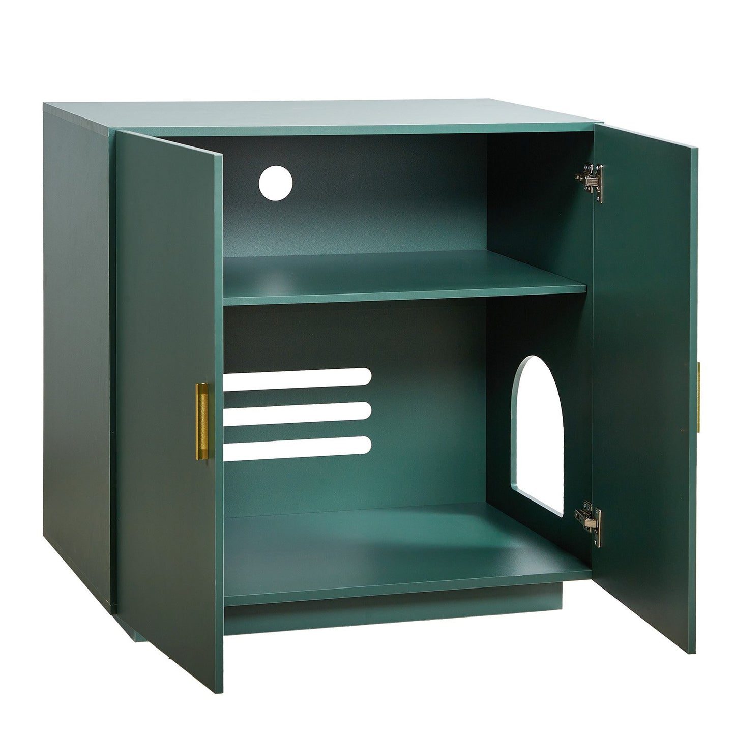 Kattlåda, 80 cm dold kattlåda, träbadrum för inomhusbruk med ventilerade hål, dubbeldörrars möbler för kattdjur, sidobord som passar de flesta kattlådor