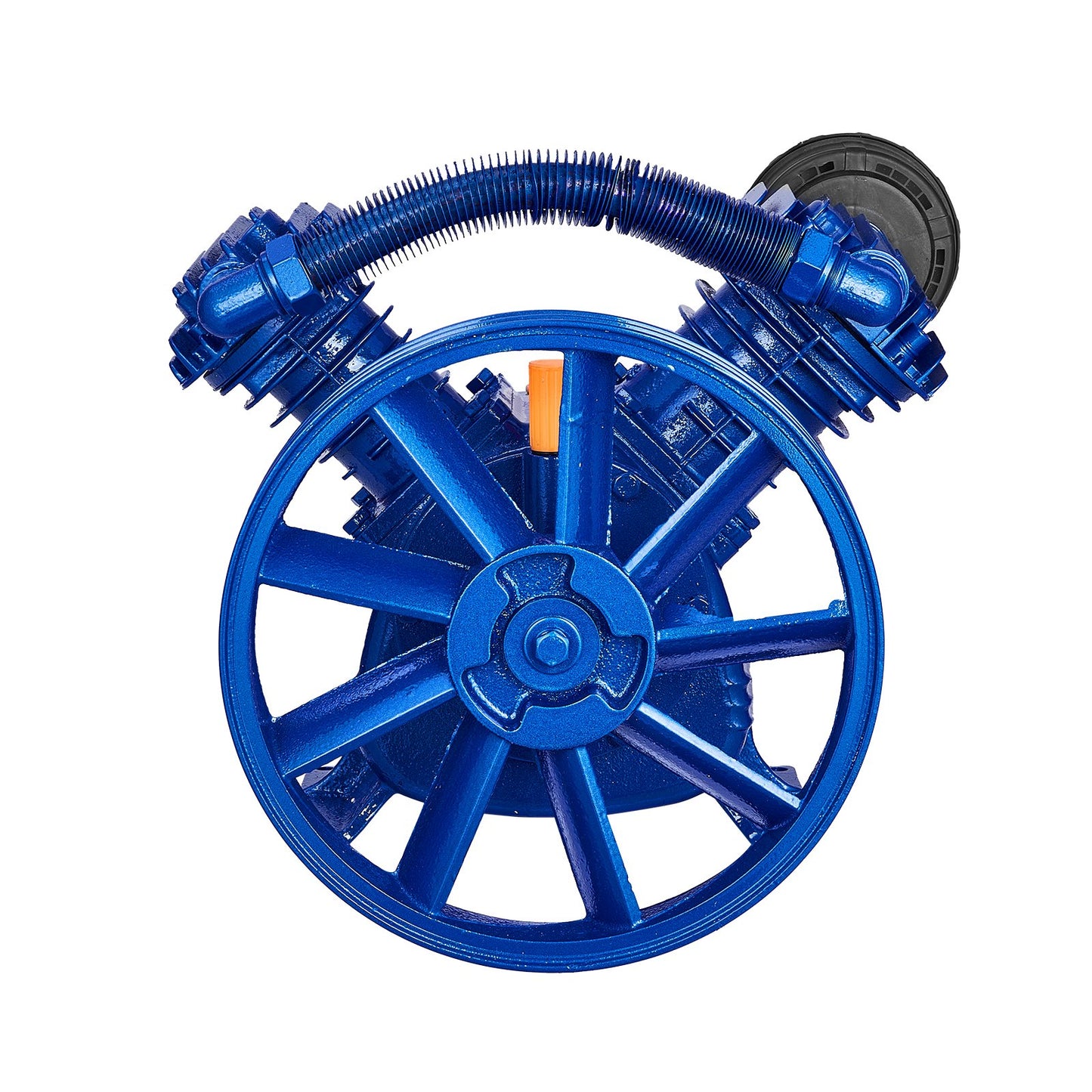 Luftkompressorpumphuvud, 5,5 hk 5,75 CFM vid 90 PSI, tvåcylindrigt oljesmord luftkompressorkolvpumphuvud, tvåstegs V-typ gjutjärnsluftkompressorpump med max. 185 PSI tryck