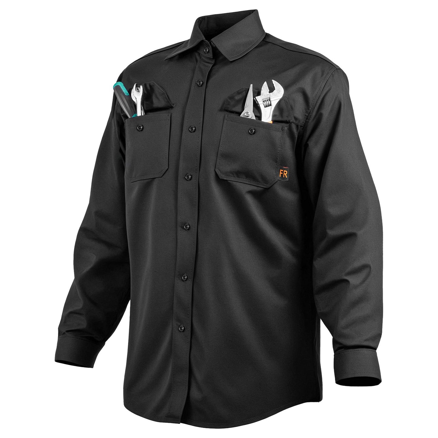 Flamskyddad svetsjacka - XL-storlek, 180 g FR-bomullssvetsjacka, maskintvättbar värmebeständig säkerhetsjacka med krage, justerbara manschetter och fickor, uppfyller ATPV 9,2 cal/cm² ljusbågsklassning