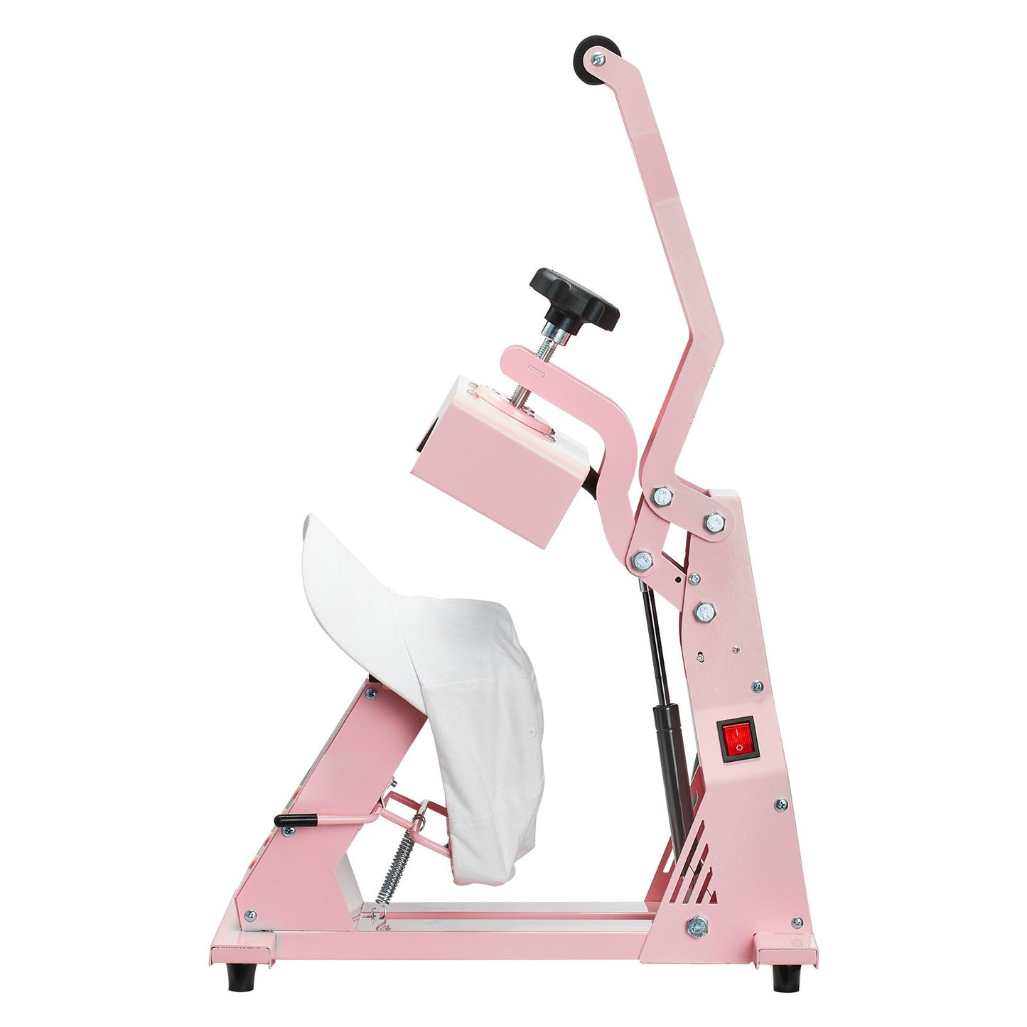 Hattvärmepress, med 4 utbytbara plattor, exakt temperatur- och tidskontroll, hattpress för HTV-strykning och sublimeringsprojekt, för mössor, pannband, manschetter, ansiktsmasker, rosa