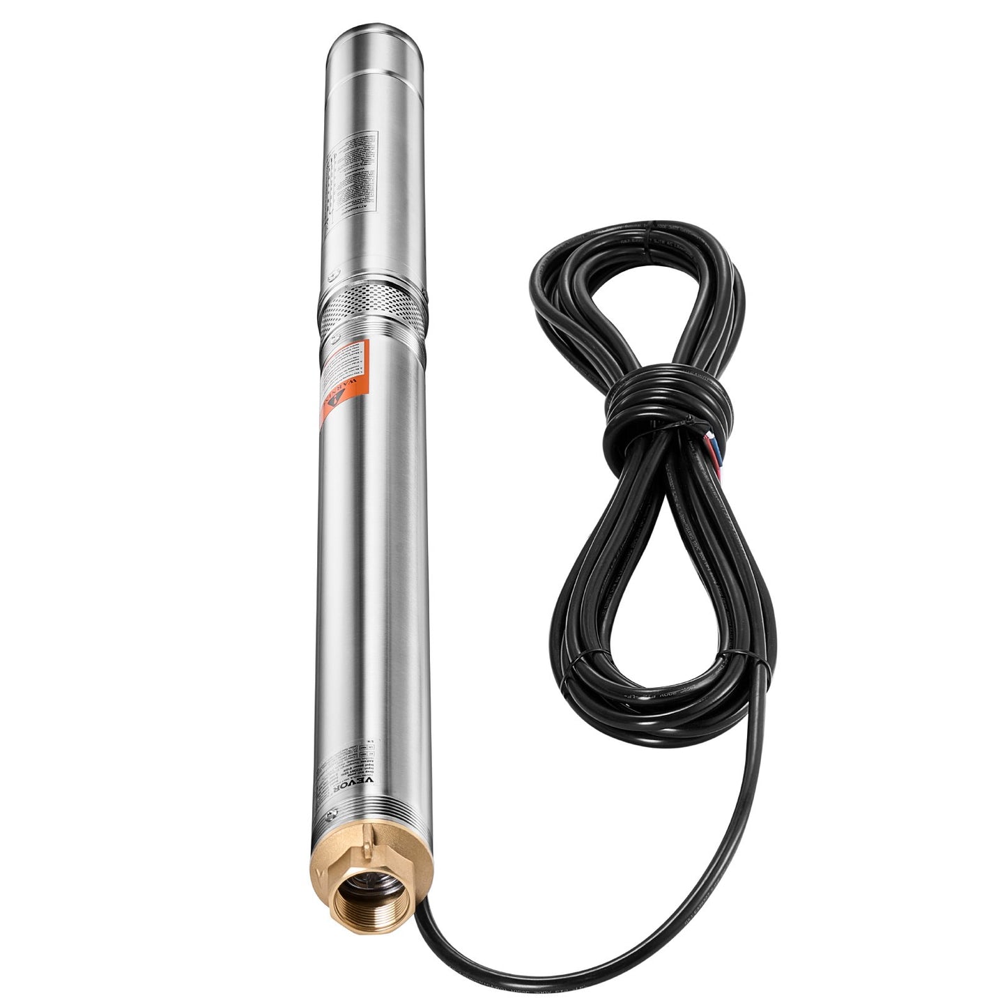 Dränkbar djupbrunnspump, 550 W uteffekt, 230 V, 100 L/min flöde, 53 m (174 ft) tryckhöjd, med 20 m (65,62 ft) sladd, extern kontrollbox, vattenpump i rostfritt stål, för industriell bevattning och hemmabruk, IP68