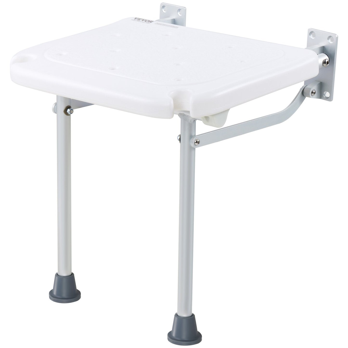 Hopfällbar duschstol i PE, 15,7'' x 14,8'' utfälld, väggmonterad hopfällbar duschbänk med 500 lbs lastkapacitet, platsbesparande hopfällbar duschstol för seniorer, gravida kvinnor, barn, vuxna