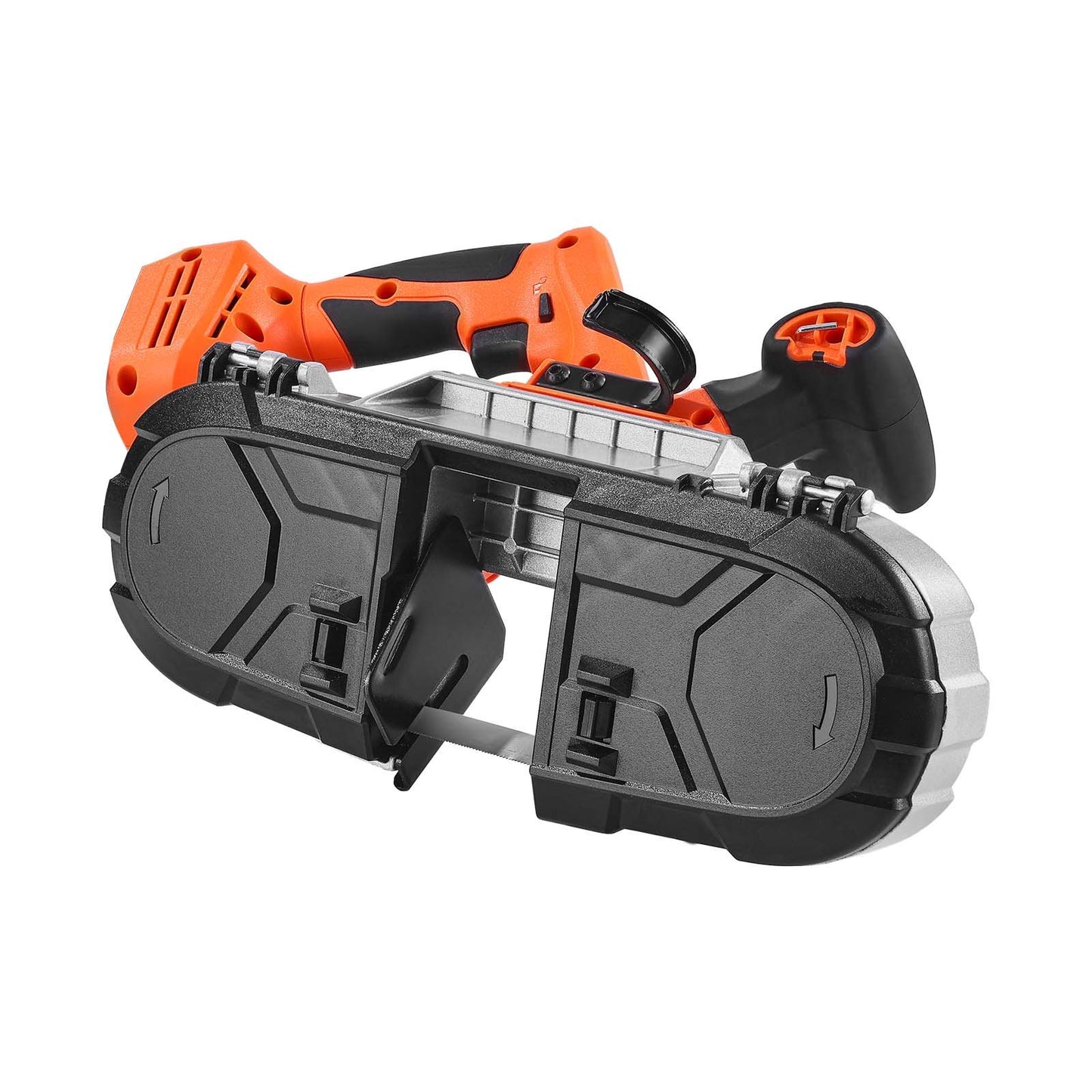 Bärbar bandsåg, 65 x 65 mm sågdjup, 360W bandsåg med borstlös motor, sladdlös och kompakt bärbar bandsåg, integrerade upphängningskrokar, 0-192 m/min variabel hastighet för sågning av metall, trä (bara verktyg)