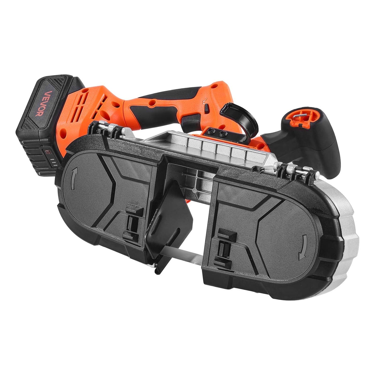 20V bärbart bandsågssats, 65 x 65 mm sågdjup, AC 220V, 360W bandsåg med borstlös motor, 4,0 Ah batteri, sladdlös och kompakt bärbar bandsåg, 0–192 m/min variabel hastighet, för sågning av metall och trä