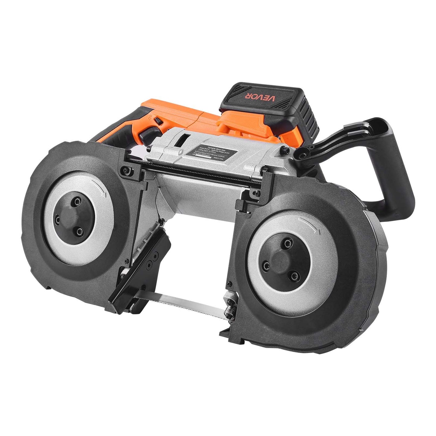 20V bärbart bandsågssats, 127 mm x 115 mm sågdjup, AC 220V, 360W bandsåg med borstlös motor, 4,0 Ah batteri, sladdlös och kompakt bärbar bandsåg, 0-120 m/min variabel hastighet, för sågning av metall, trä