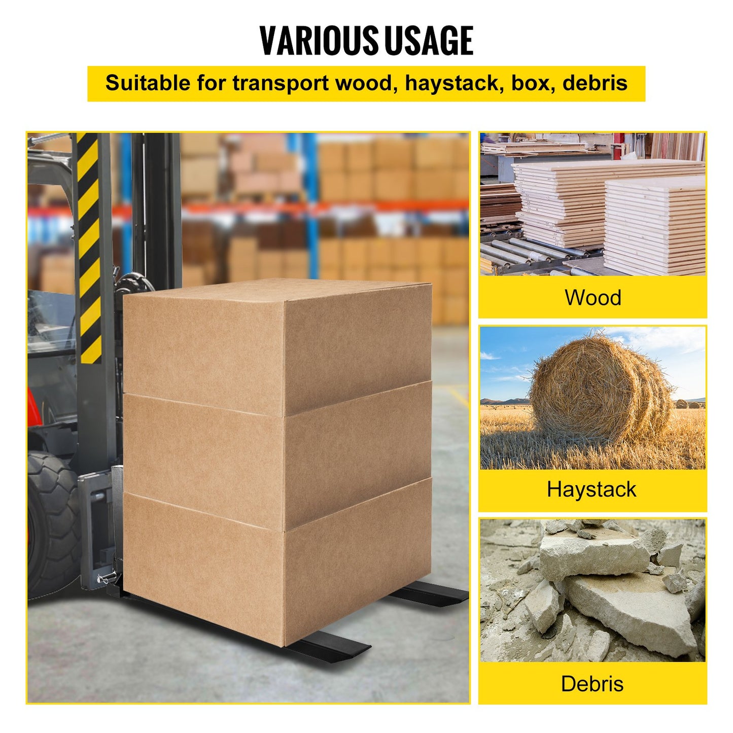 3-punktsdrag med pallgaffel 907,2 kg, gaffelfäste för kategori 1-traktorer, 64,8x55,9x104,1 cm, ståltraktorredskap för tung utrustning, för traktor, kompaktlastare