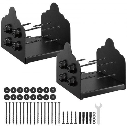8x8 stolpbas 2 st, innermått 7,9x7,5 tum / 200x190 mm stolpfästen, kraftiga däckstolpar i kolstål, trästolpfästen för paviljongdäck, stöddäcksbasplatta, svart