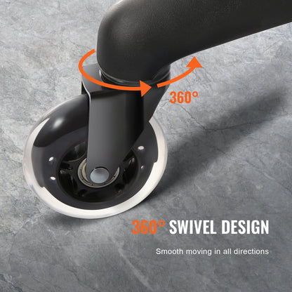 Hjul till kontorsstol, 5-pack, 7,6 cm hjulersättning för trägolv och mattor, kraftiga datorspelsbordshjul med 59,0 kg lastkapacitet, universell passform för de flesta stolar