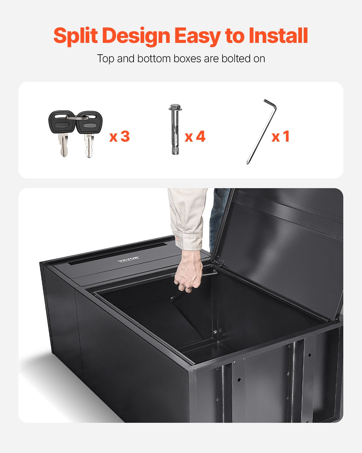 Paketleveranslådor för utomhusbruk, 35,8 tums brevlåda för paket med lås, paketlåda i galvaniserat stål med stöldskydd, väderbeständig paketbrevlåda för hem och kontor, svart