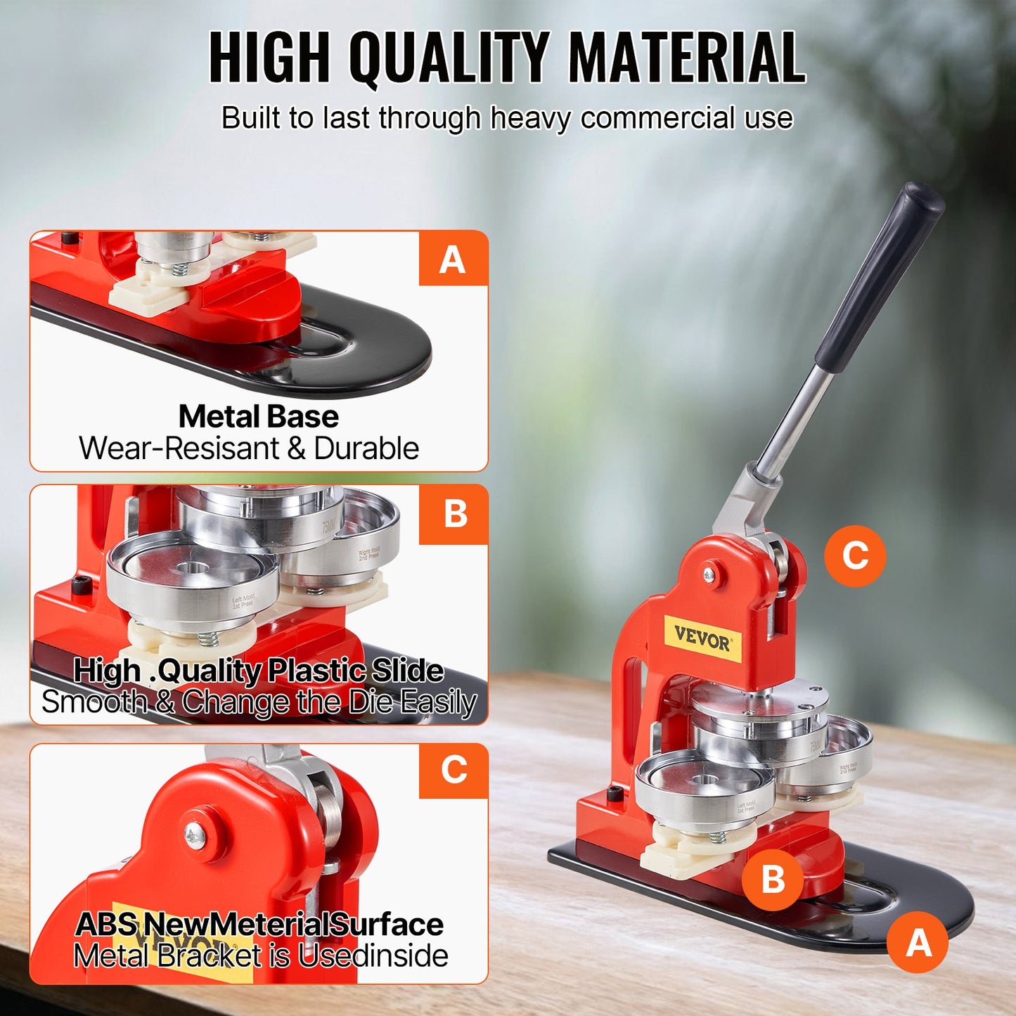 Knappmaskin, 75 mm (3 tum) stanspress för märkestryck, barn DIY-presenter nåltillverkare, knapptillverkningstillbehör med 500 st knappdelar &amp; cirkelskärare &amp; magisk bok