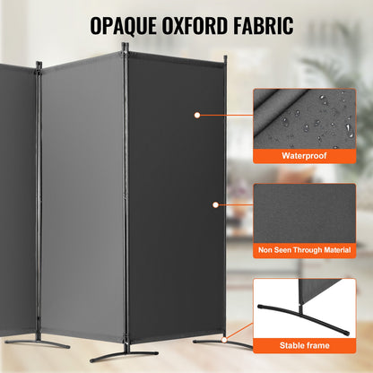 Rumsavdelare, 3 paneler rumsavdelare, hopfällbar skärm och bärbar skiljevägg för rumsavskiljning, fristående rumsavdelare för kontor, sovrum, arbetsrum, grå