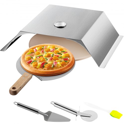 Pizzaugnssats, pizzaugn i rostfritt stål, pizzaugnssats för de flesta 22" kolgrillar, pizzaugnssats inklusive pizzakammare, 13" rund pizzasten, 10 x 11,8 tums pizzaskal