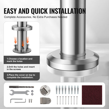 Ledstänger för utomhustrappor, 47,3 tum / 120 cm räckessats för vägggolv, räcken för utomhustrappor med installationssats, ledstänger för seniorer, verandaräcke och räckessats för altan, silver