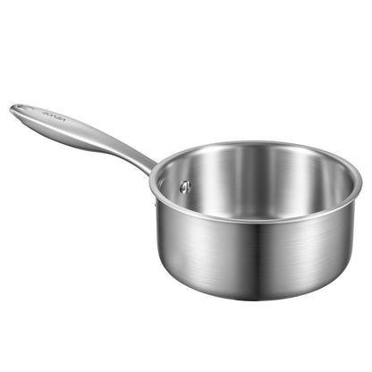 1,5 qt kastrull, rostfri kastrull med glaslock, multifunktionell nonstick-beläggningsbar liten såsgryta i rostfritt stål med ergonomiskt handtag, lämplig för ugn, diskmaskin, induktionshäll