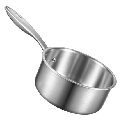 1,5 qt kastrull, rostfri kastrull med glaslock, multifunktionell nonstick-beläggningsbar liten såsgryta i rostfritt stål med ergonomiskt handtag, lämplig för ugn, diskmaskin, induktionshäll