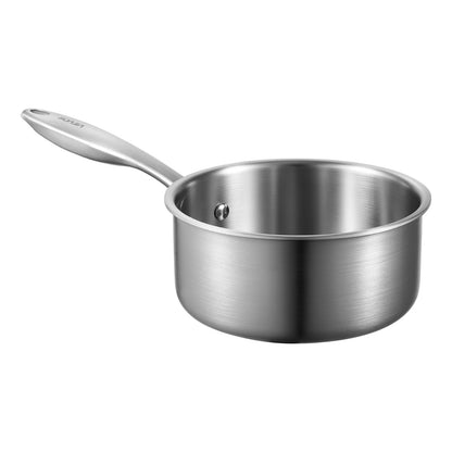 1,5 qt kastrull, rostfri kastrull med glaslock, multifunktionell nonstick-beläggningsbar liten såsgryta i rostfritt stål med ergonomiskt handtag, lämplig för ugn, diskmaskin, induktionshäll