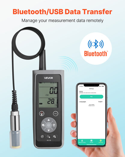 Mätare för löst syre, mätområde 0,0–50,0 mg/L, bärbart kit för mätning av löst syre med 4 m elektrodkabel, Bluetooth/USB-dataöverföring, lagring av 750 dataset, DO-mätare för dammar