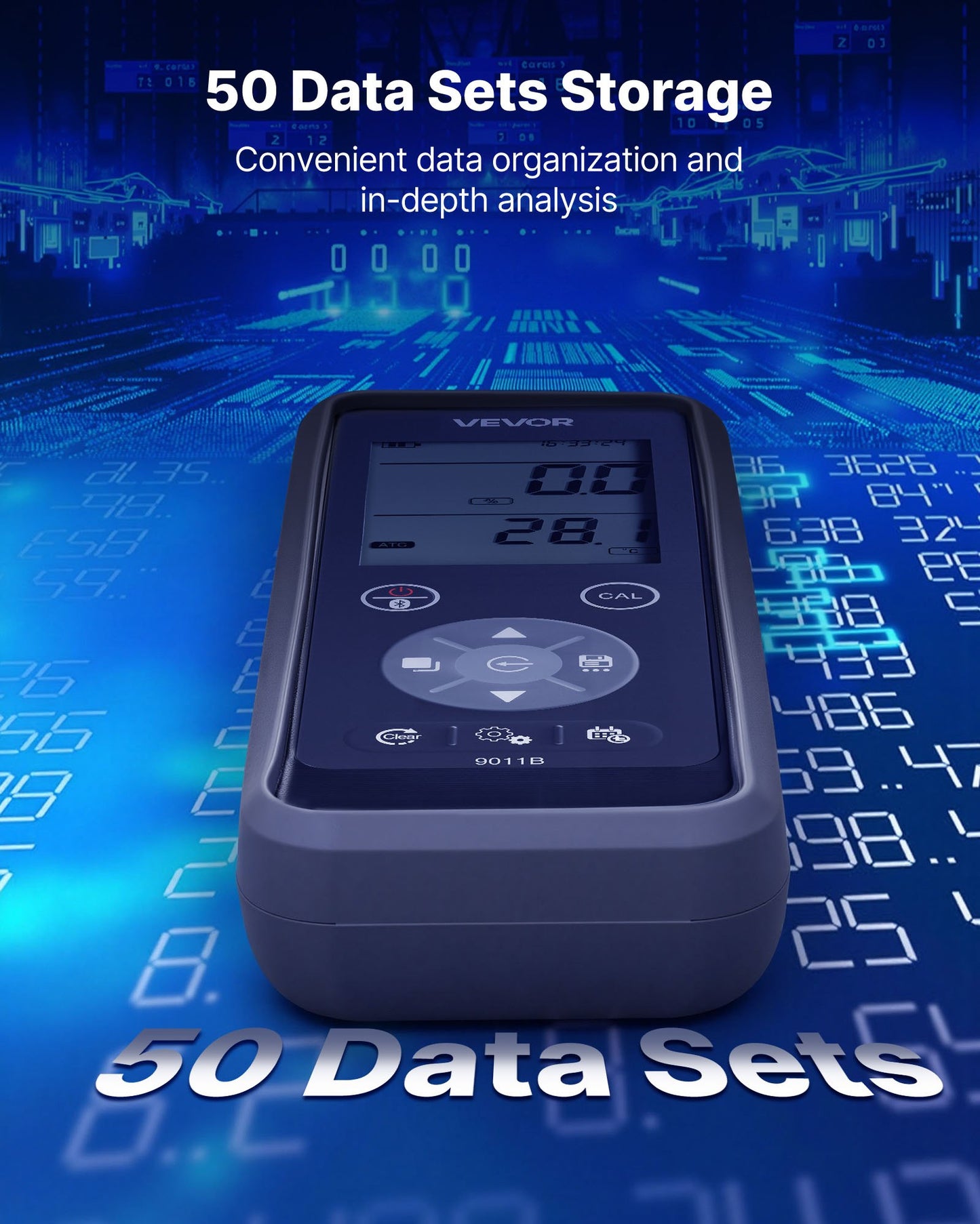 Mätare för löst syre, mätområde 0,0–50,0 mg/L, bärbart kit för mätning av löst syre med 4 m elektrodkabel, Bluetooth/USB-dataöverföring, lagring av 750 dataset, DO-mätare för dammar