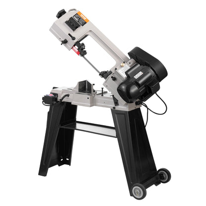 Horisontell bandsåg för metall, 102 x 152 mm (4 x 6 tum) rektangulär skärkapacitet, 220V vertikal bandsåg för metall med 550W motor, 0-45° vinkeljustering, variabel hastighet, för metall, trä och plast