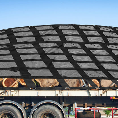 Lastnät med nät, 8' x 6,7' lastnät för pickupflak, kraftiga lastnät med kamspännen och S-krokar och kryssrem, lastnät för lastbilsflak för släpvagn, SUV, jeep (96" x 80")