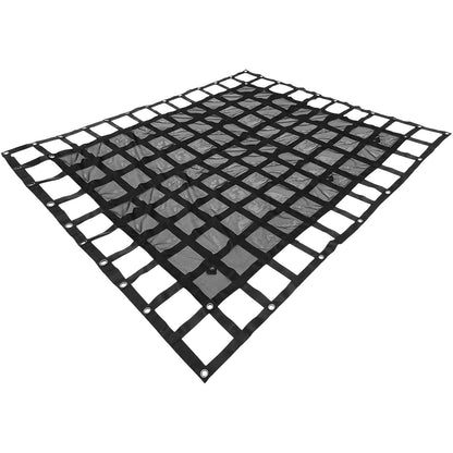 Lastnät med nät, 8' x 6,7' lastnät för pickupflak, kraftiga lastnät med kamspännen och S-krokar och kryssrem, lastnät för lastbilsflak för släpvagn, SUV, jeep (96" x 80")