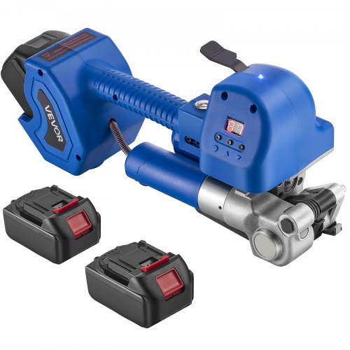 Elektrisk bandningsmaskin, 2 x 4000mAh batterier, automatiskt bandningsverktyg med digital display för 10-19 mm breda PET-band, bandningsspännmaskin för förpackningskartonger och pallar