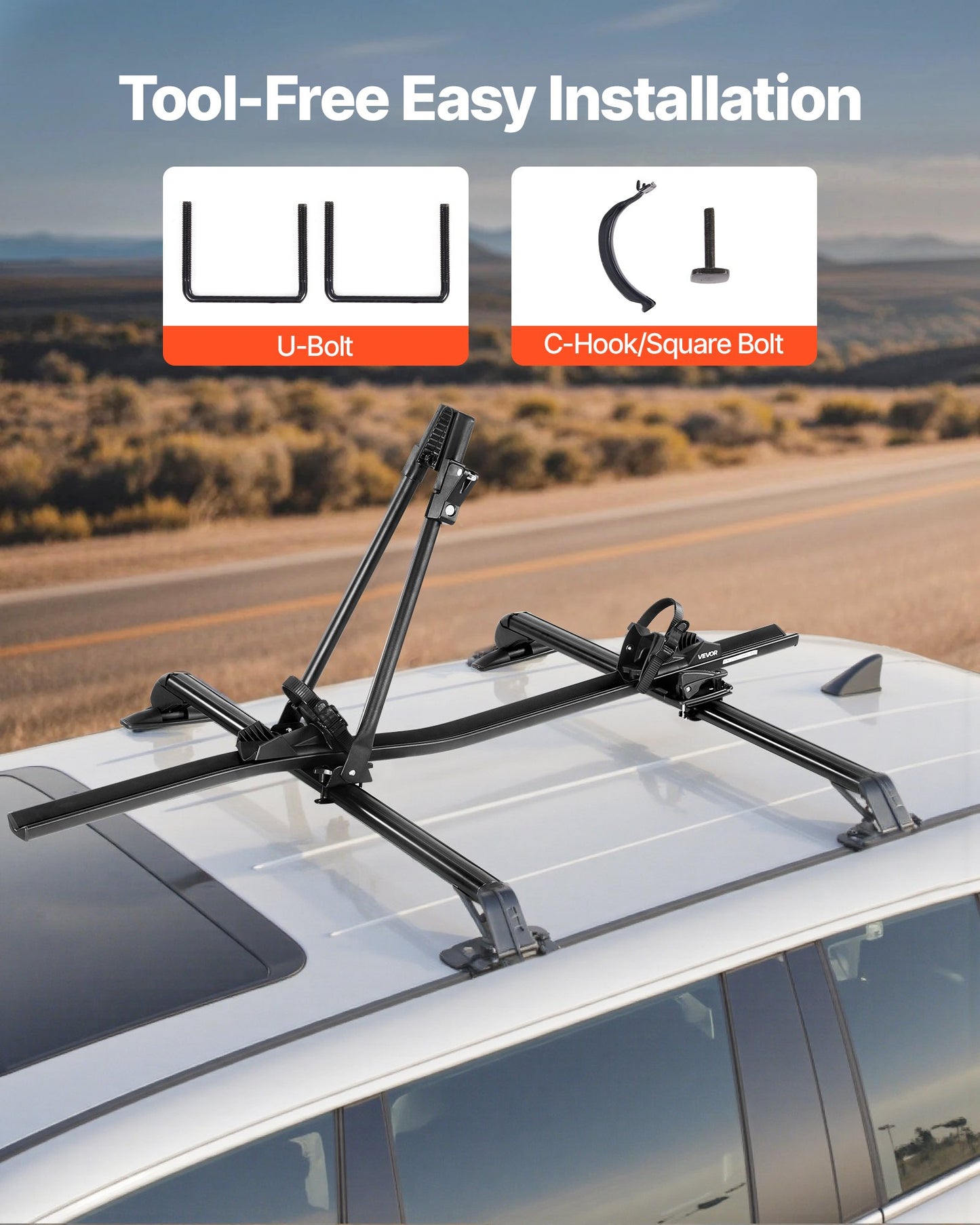 Takcykelhållare, 15 kg kapacitet, upprätt takmonterat cykelhållare med säkert låssystem för de flesta standardtvärstänger, upprätt takcykelhållare i aluminium, 1 cykelhållare för bil SUV, svart