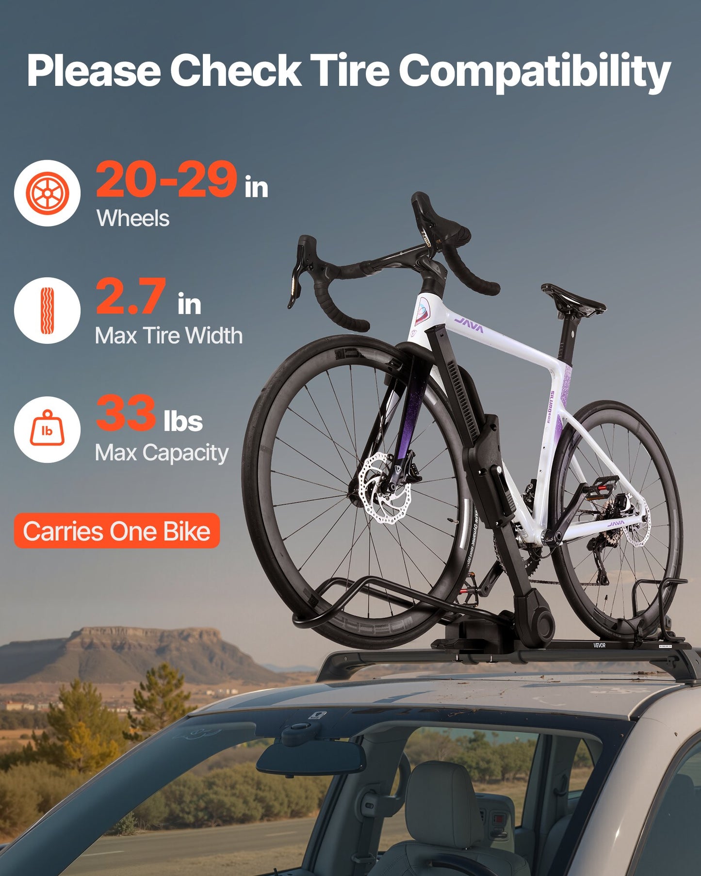 Takcykelhållare, 15 kg kapacitet, hopfällbar, upprätt takmonterad cykelhållare med låssystem och justerbar arm för T-spårsstänger, upprätt takcykelhållare för 1 cykelhållare för bil SUV, svart