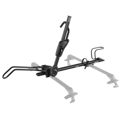 Takcykelhållare, 15 kg kapacitet, hopfällbar, upprätt takmonterad cykelhållare med låssystem och justerbar arm för T-spårsstänger, upprätt takcykelhållare för 1 cykelhållare för bil SUV, svart