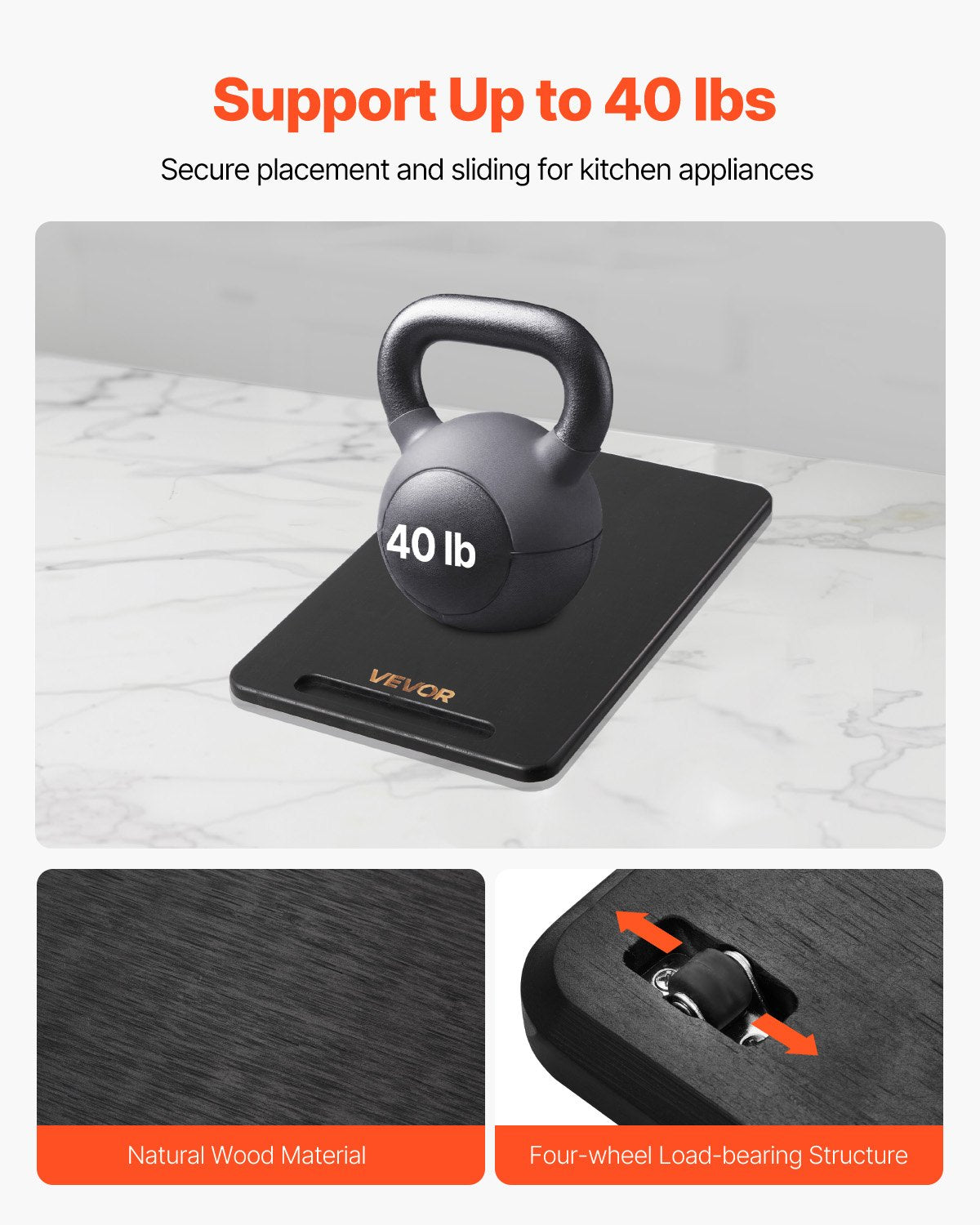 Apparatglidare, liten 14 x 9,5 tum, rullande glidbricka med tysta gummihjul och ihåligt handtag, lätt att rengöra, rullande bricka för kaffebryggare, köksbänkskiva, svart