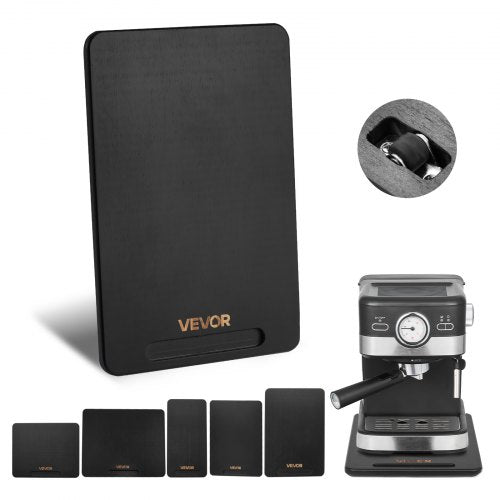 Apparatglidare, stor 16 x 12 tum, rullande glidbricka med tysta gummihjul och ihåligt handtag, lätt att rengöra, rullande bricka för kaffebryggare, köksbänkskiva, svart