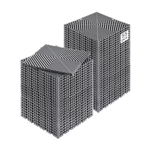 Sammankopplande dräneringsmatta, 30 x 30 cm modulär sammankopplande kudde, 55 st skarvmattor, halkfria grå PP-dräneringsgolvplattor och duschmatta, för garage, trädgård, kök och utomhusbruk