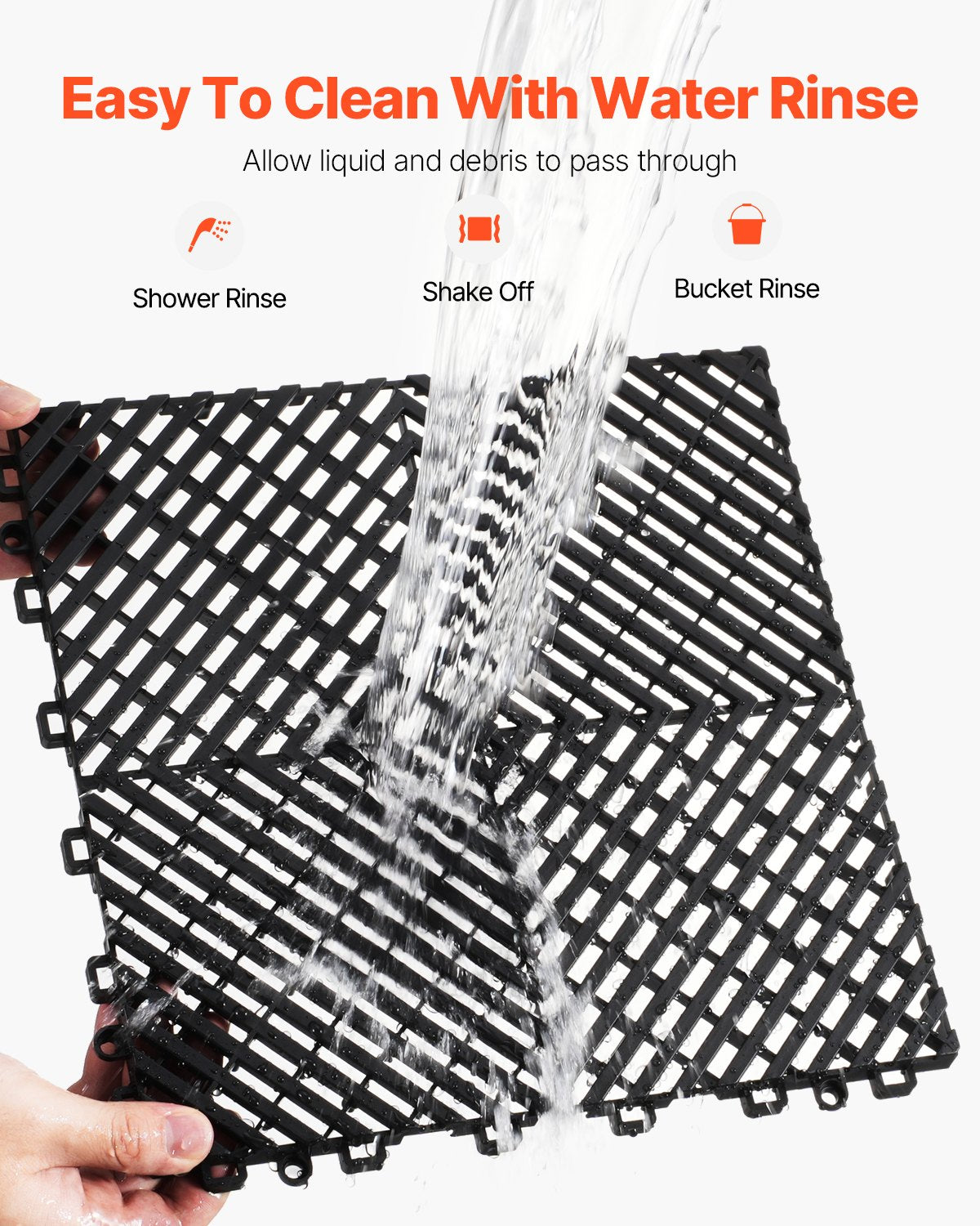 Sammankopplande dräneringsmatta, 30 x 30 cm modulär sammankopplande kudde, 50 st. skarvmattor för dränering, halkfria svarta PP-dräneringsgolvplattor och duschmatta, för garage, trädgård, kök och utomhusbruk