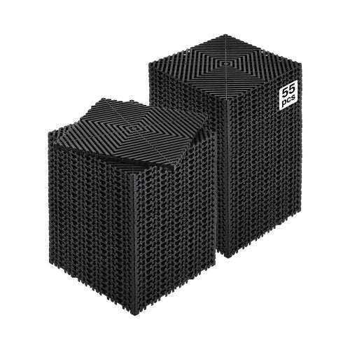 Sammankopplande dräneringsmatta, 30 x 30 cm modulär sammankopplande kudde, 55 st skarvmattor, halkfria svarta PP-dräneringsgolvplattor och duschmatta, för garage, trädgård, kök och utomhusbruk