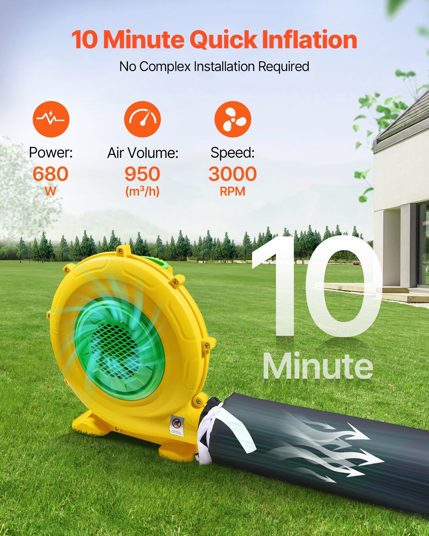 Uppblåsbar nattklubb, 5,4 x 5 x 4,2 m uppblåsbart partytält med 680W fläkt och sandsäck, ventilerad uppblåsbar nattklubb med 2 fönster, luftkubhus för evenemang, födelsedag, bröllopsfest