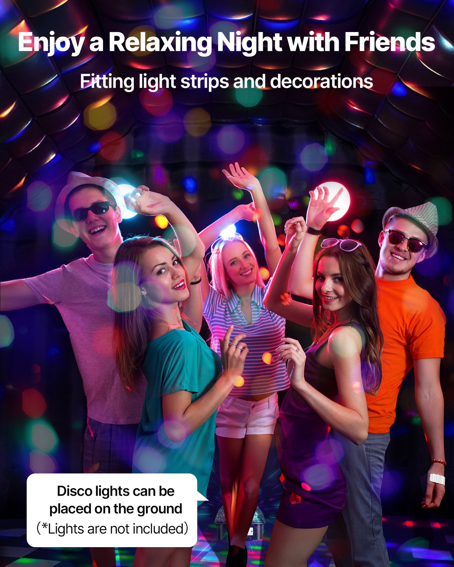 Uppblåsbar nattklubb, 5,4 x 5 x 4,2 m uppblåsbart partytält med 680W fläkt och sandsäck, ventilerad uppblåsbar nattklubb med 2 fönster, luftkubhus för evenemang, födelsedag, bröllopsfest