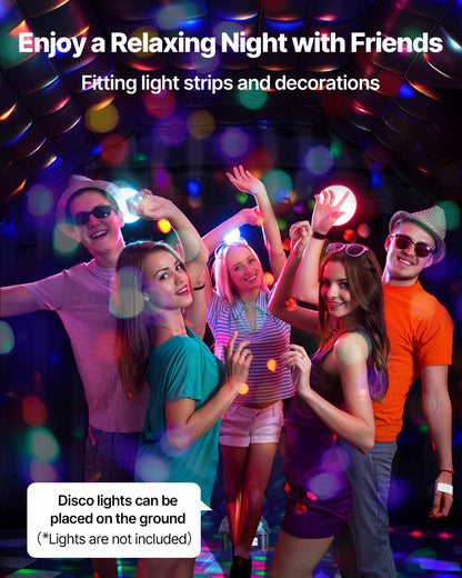 Uppblåsbar nattklubb, 5,4 x 5 x 4,2 m uppblåsbart partytält med 680W fläkt och sandsäck, ventilerad uppblåsbar nattklubb med 2 fönster, luftkubhus för evenemang, födelsedag, bröllopsfest