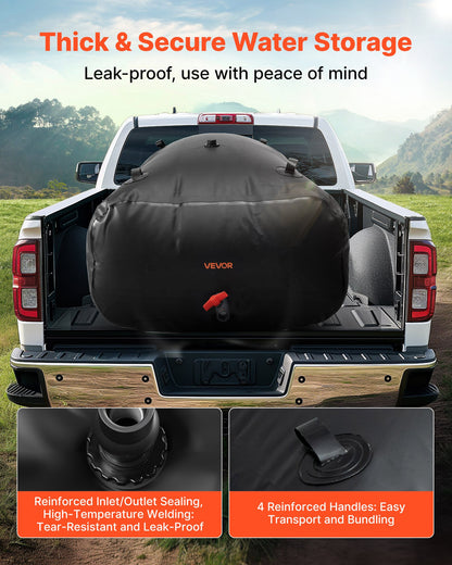 Vattenlagringsblåsa, 1000L vattenlagringsbehållare, 1000D PVC stor kapacitet mjuk påseblåsa, hopfällbar och bärbar för trädgårdsbevattning, camping, husbil, nödanvändning - svart