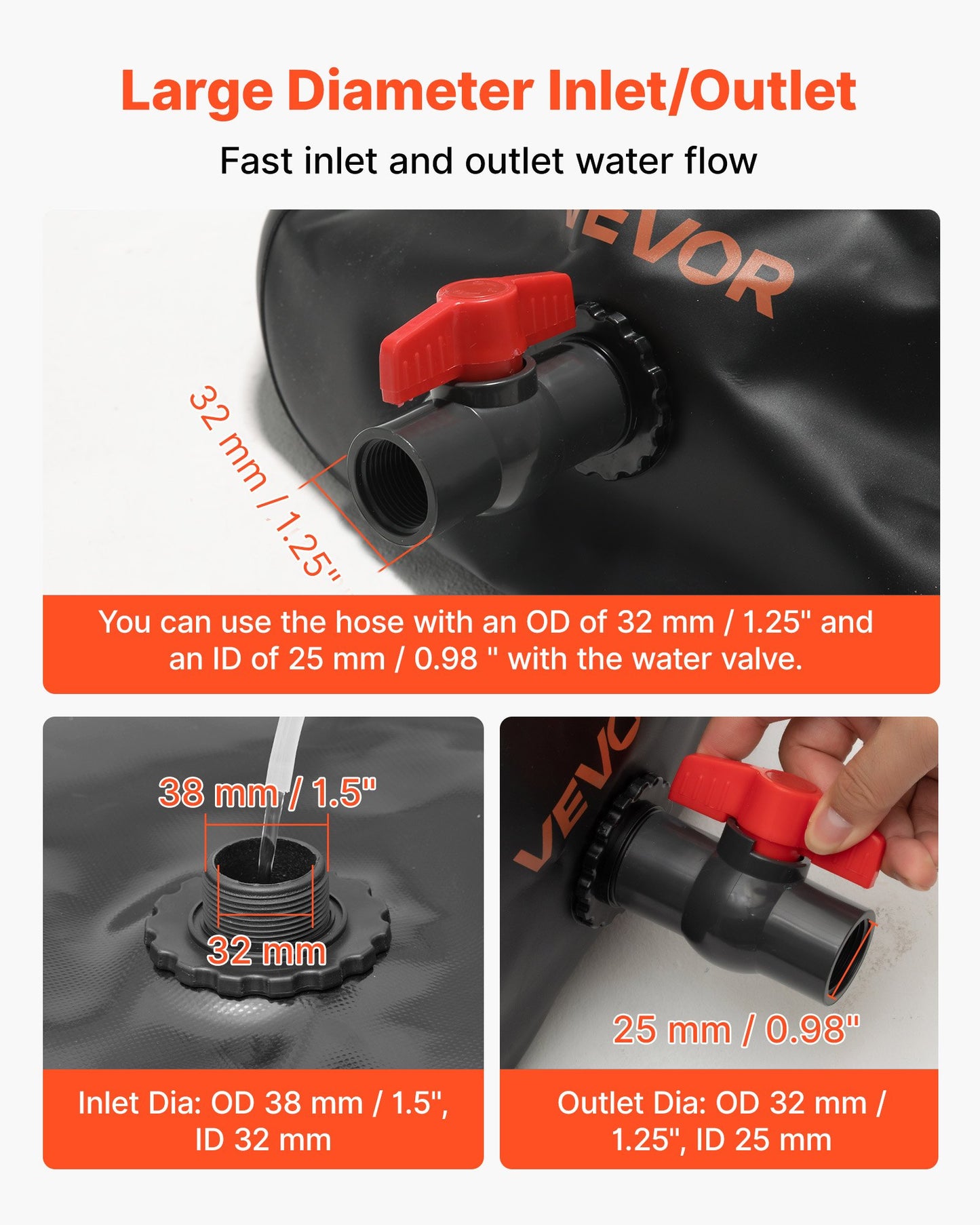 Vattenlagringsblåsa, 330L vattenlagringsbehållare, 1000D PVC stor kapacitet mjuk påseblåsa, hopfällbar och bärbar för trädgårdsbevattning, camping, husbilar, nödanvändning - svart