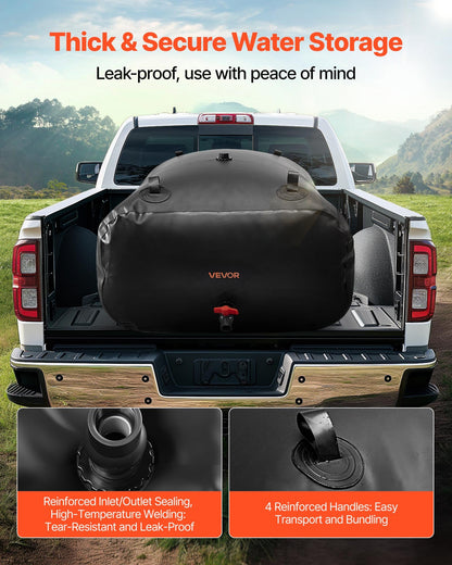 Vattenlagringsblåsa, 540L vattenlagringsbehållare, 1000D PVC stor kapacitet mjuk påseblåsa, hopfällbar och bärbar för trädgårdsbevattning, camping, husbil, nödanvändning - svart