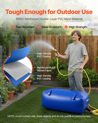 Vattentank med stor kapacitet på 113 liter, bärbar och hopfällbar mjukvattenbehållare, läckagesäker och rivtålig PVC-nödtank för husbil och utomhusbruk