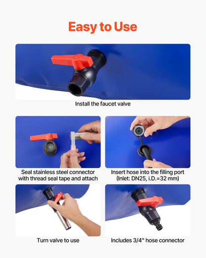 Vattentank med stor kapacitet på 113 liter, bärbar och hopfällbar mjukvattenbehållare, läckagesäker och rivtålig PVC-nödtank för husbil och utomhusbruk