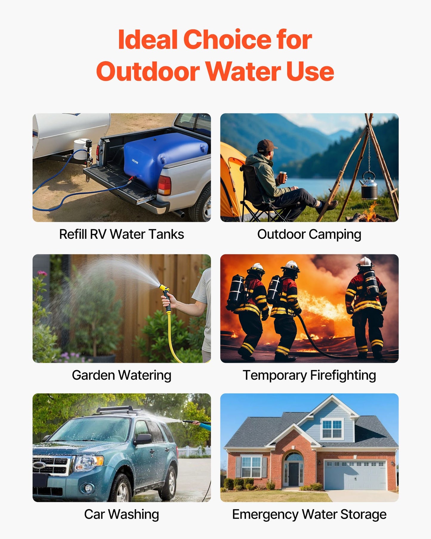 Vattentank 400L stor kapacitet, bärbar och hopfällbar mjukvattenbehållare, läckagesäker och rivtålig PVC-nödvattentank för husbil och utomhusbruk