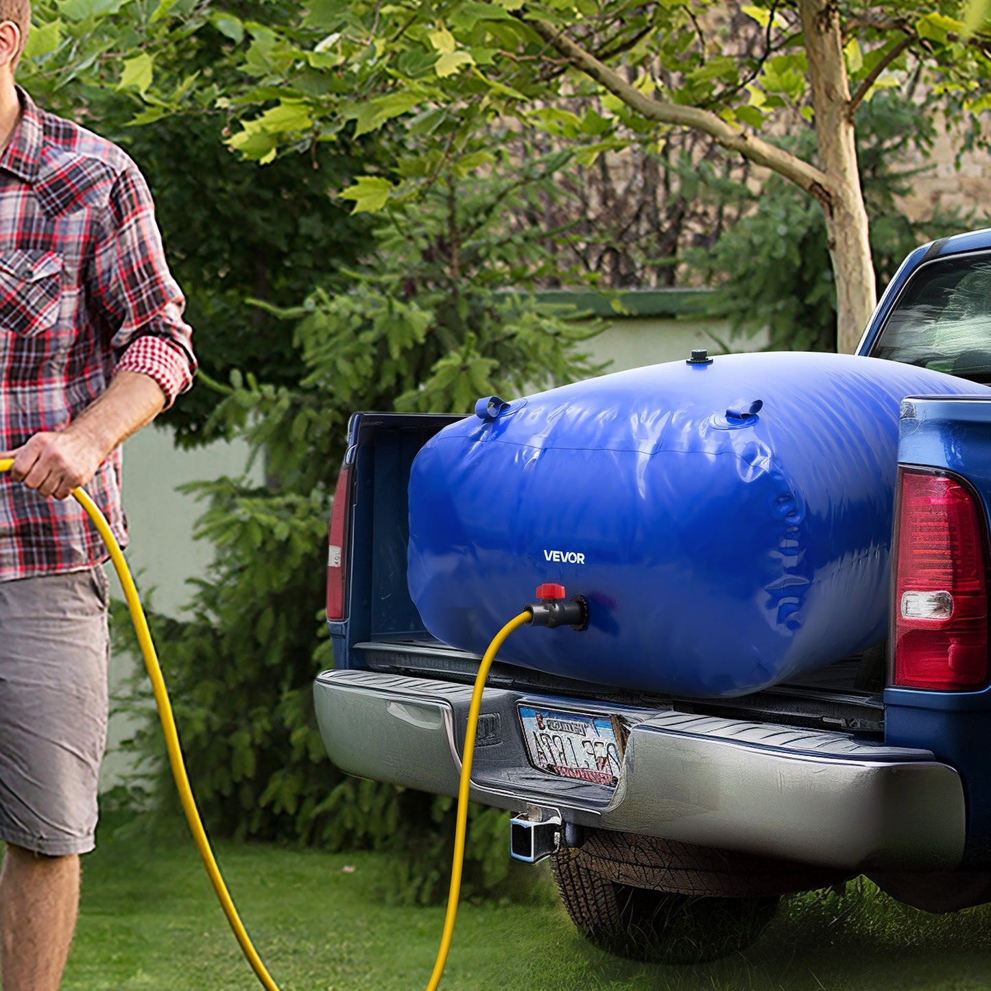 Vattenlagringsblåsa, 1000L vattenlagringsbehållare, 1000D PVC extra stor kapacitet mjuk påseblåsa, hopfällbar och bärbar för trädgårdsbevattning, camping, husbil, brandskydd